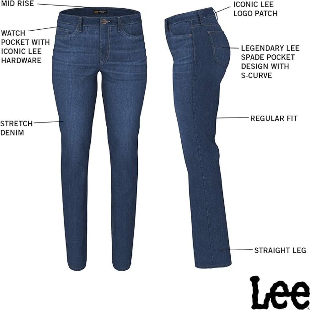 Lee Women's Plus Size Legendary Mid Rise Straight Leg Jean 16W NWT